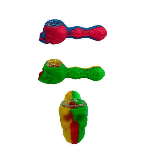 Pipe de Silicone e Vidro Na Boa com Espátula Caveira